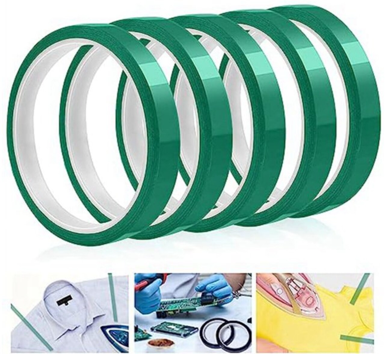 5 rolls Heat resistant tapes sublimation Press Transfer Thermal Tape 10mmx30m SUBLITAPE GREEN